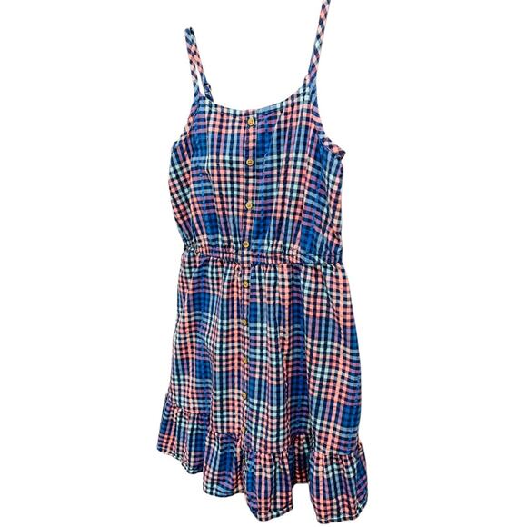 Large (10/12) So Girls Checked Sudress Blue Pink Ruffle Hem - Picture 3 of 9